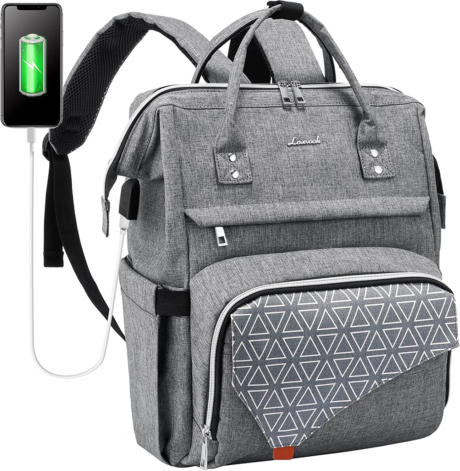 Laptop Backpack Women 17 Inch Travel Casual Daypack College Backpack Teacher Doctor Nurse Work Bags Computer Backpack Purse with USB Port Water Resistant,Grey