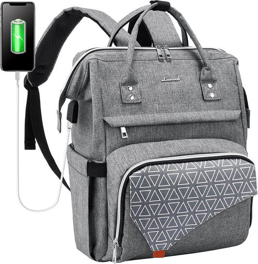 Laptop Backpack Women 17 Inch Travel Casual Daypack College Backpack Teacher Doctor Nurse Work Bags Computer Backpack Purse with USB Port Water Resistant,Grey
