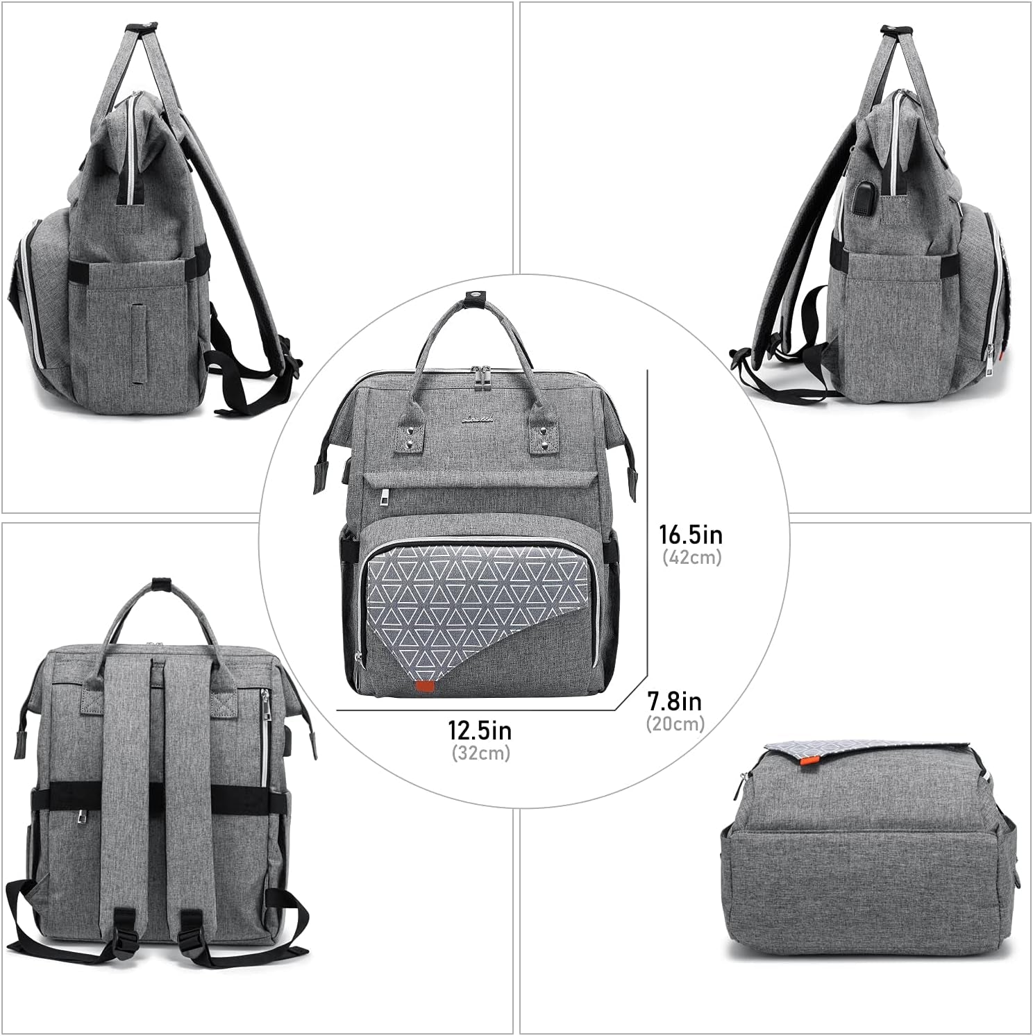 Laptop Backpack Women 17 Inch Travel Casual Daypack College Backpack Teacher Doctor Nurse Work Bags Computer Backpack Purse with USB Port Water Resistant,Grey